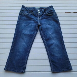 Paris Blues Women's Junior Blue Capri Dark Wash Cotton Blend Stretch Jean Sz 11